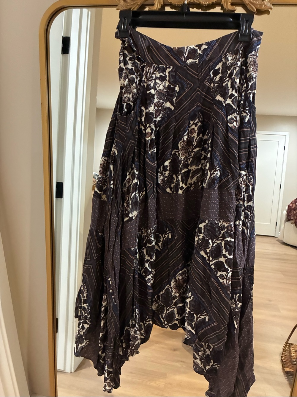 Boho Free People Paradise Asymmetrical Midi Skirt